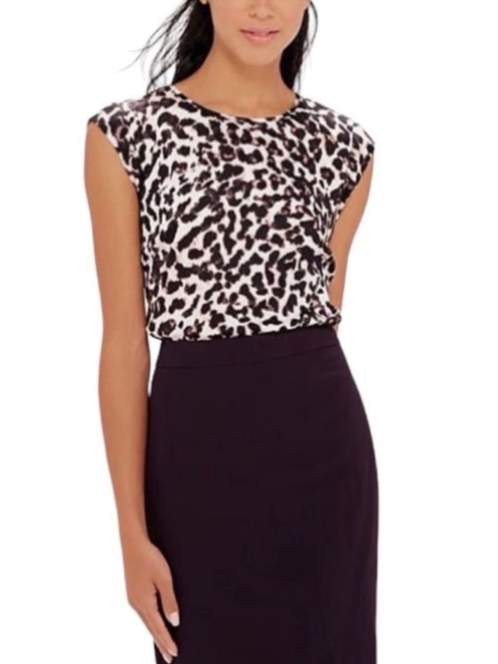 The Limited Leopard Print Short Cap Sleeve Blouse Size Small